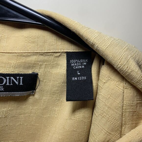 Brandini 100% Silk Mens Short Sleeve Shirt Preppy Formal Vacation Size Large - Picture 8 of 15